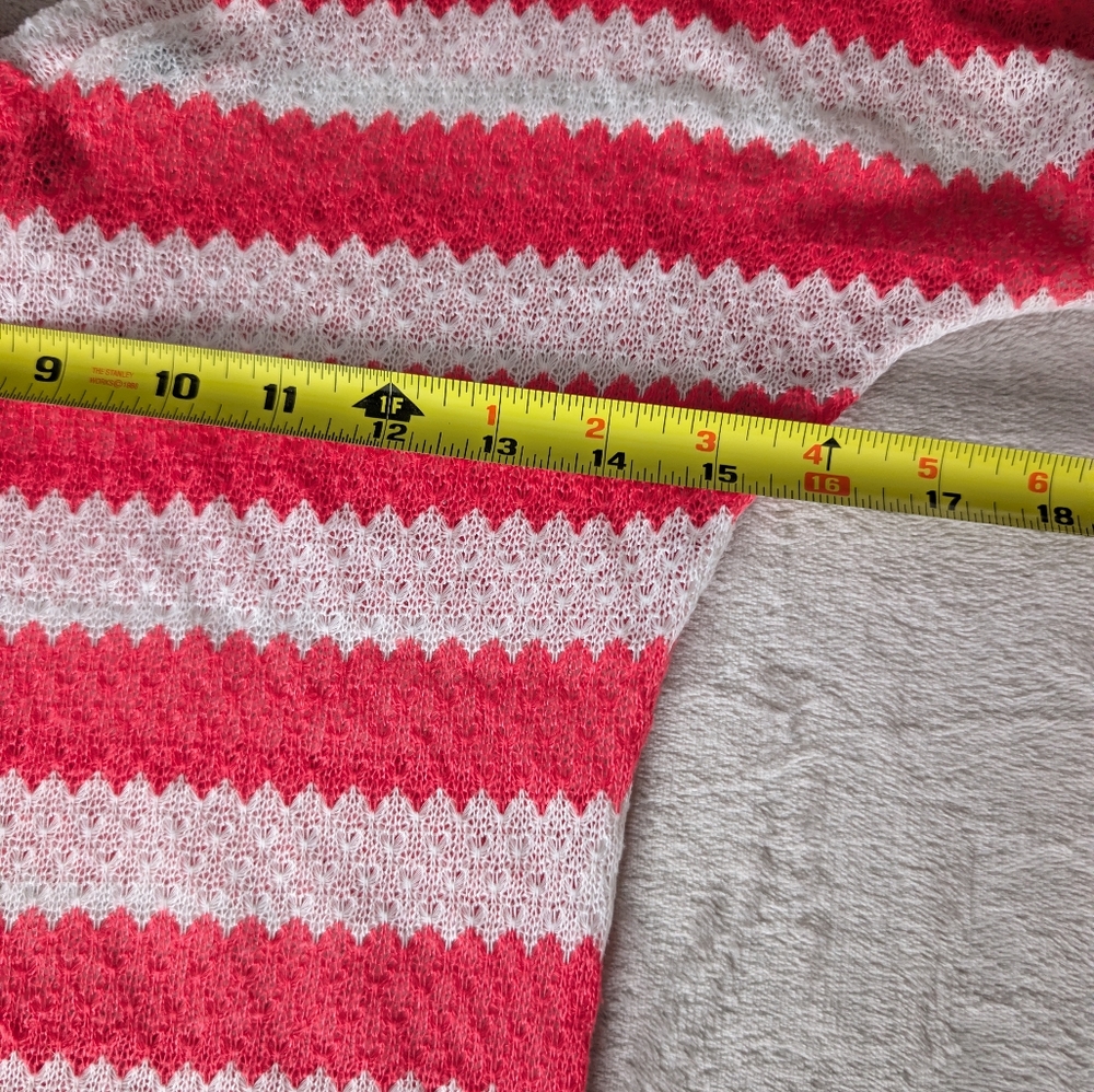 Tres Bien USA Vintage Striped Short Sleeve V-Neck Open Knit Sweater Top image 8
